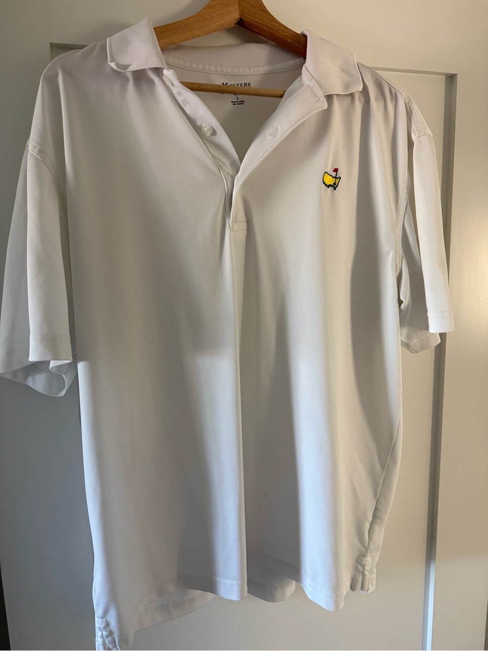 Masters White Polo with Yellow & Red Embroidered Golf Flag